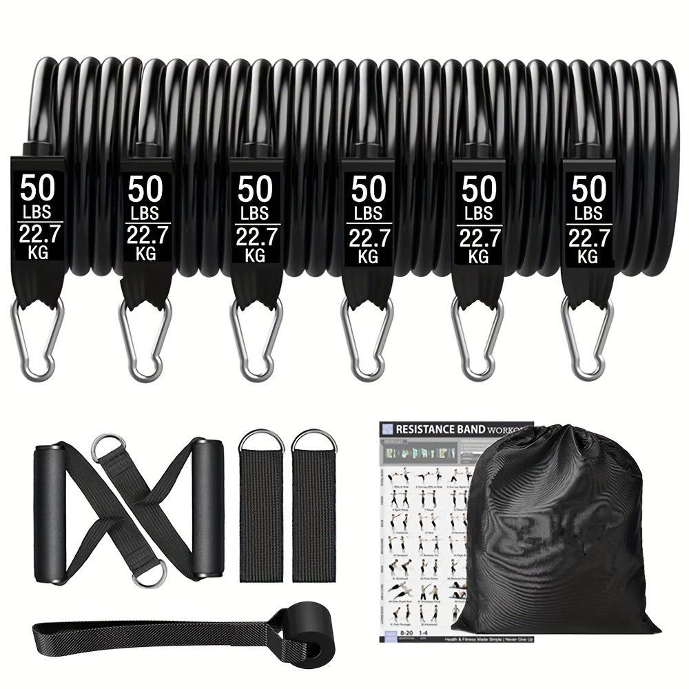 300-Pound Fitness Barbell Resistance Band Set