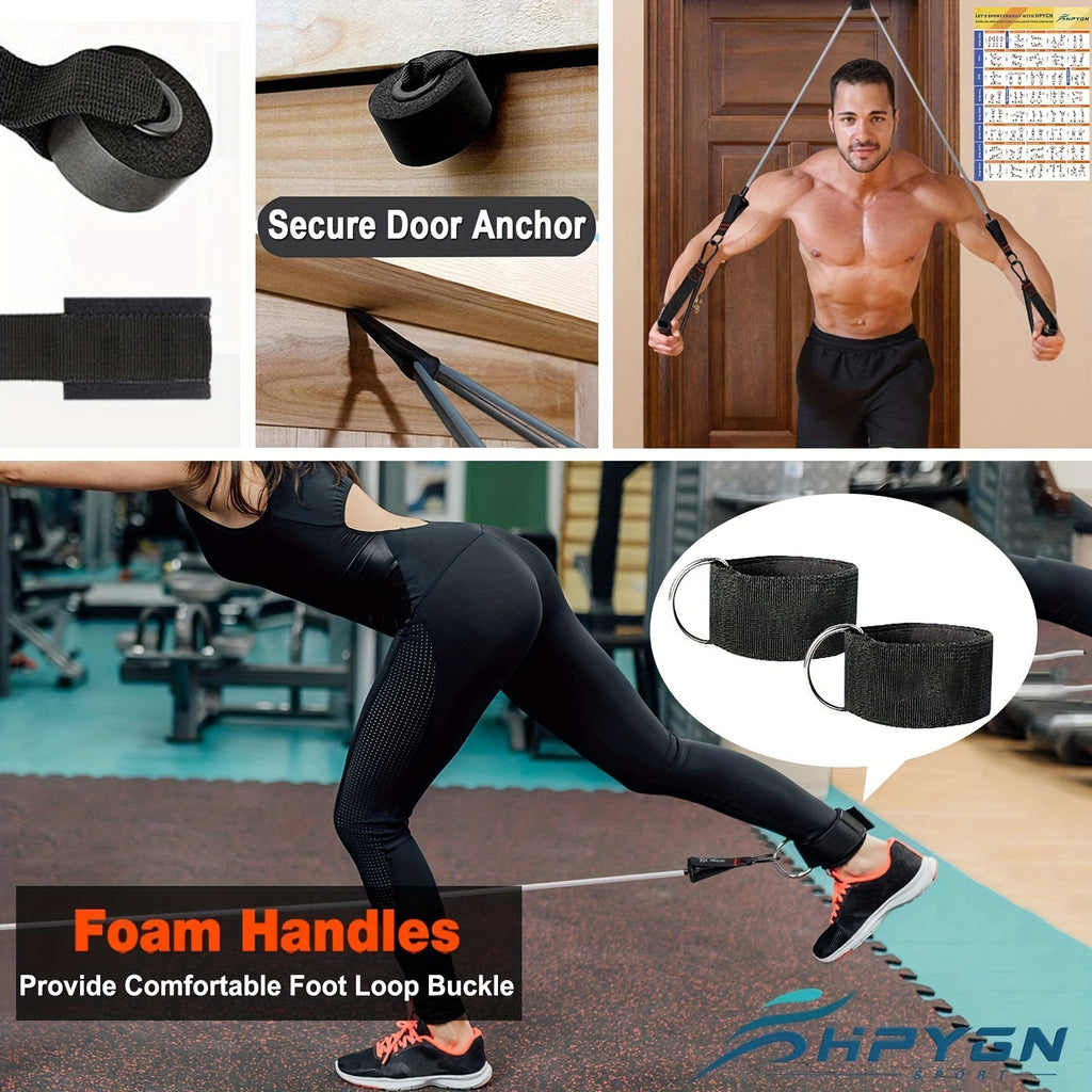 300-Pound Fitness Barbell Resistance Band Set