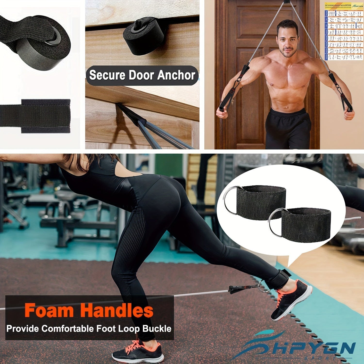 300-Pound Fitness Barbell Resistance Band Set