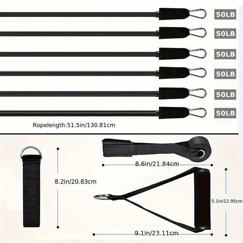 300-Pound Fitness Barbell Resistance Band Set