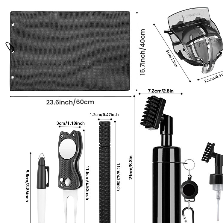 Golf Club Cleaning Set with Brush and Towel